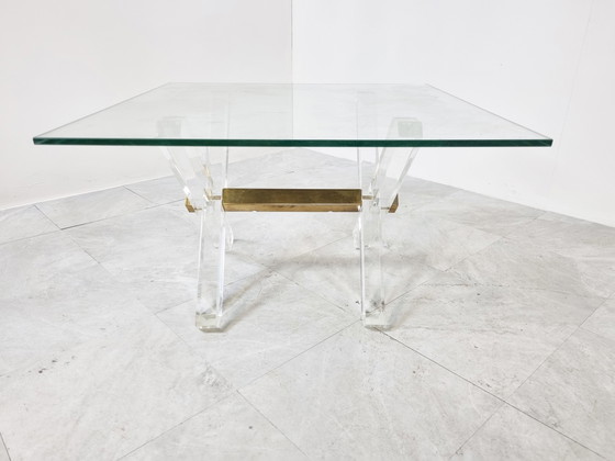 Image 1 of Brass and lucite coffee table, 1970s