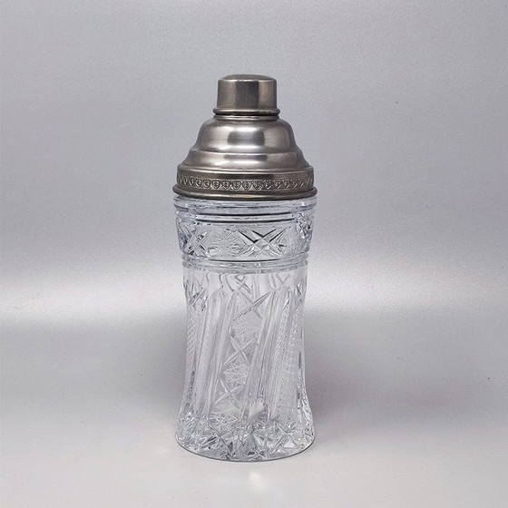 Image 1 of Vintage Cut Crystal Cocktail Shaker. Made in Italy