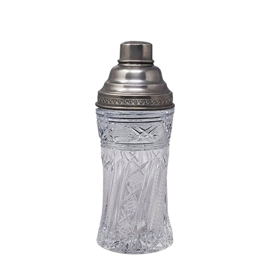 Image 1 of Vintage Cut Crystal Cocktail Shaker. Made in Italy