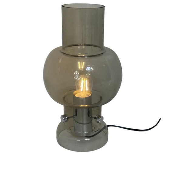 Image 1 of Ca. 1960's - Vintage - Lampe de table en verre fumé