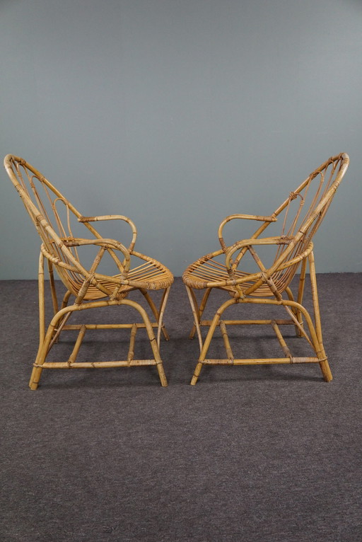 2x vintage rattan armchairs