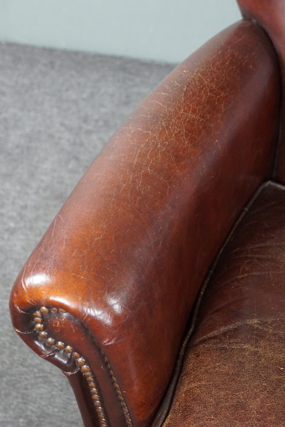 Image 1 of Set of two sheep leather armchairs/armchairs with high backs