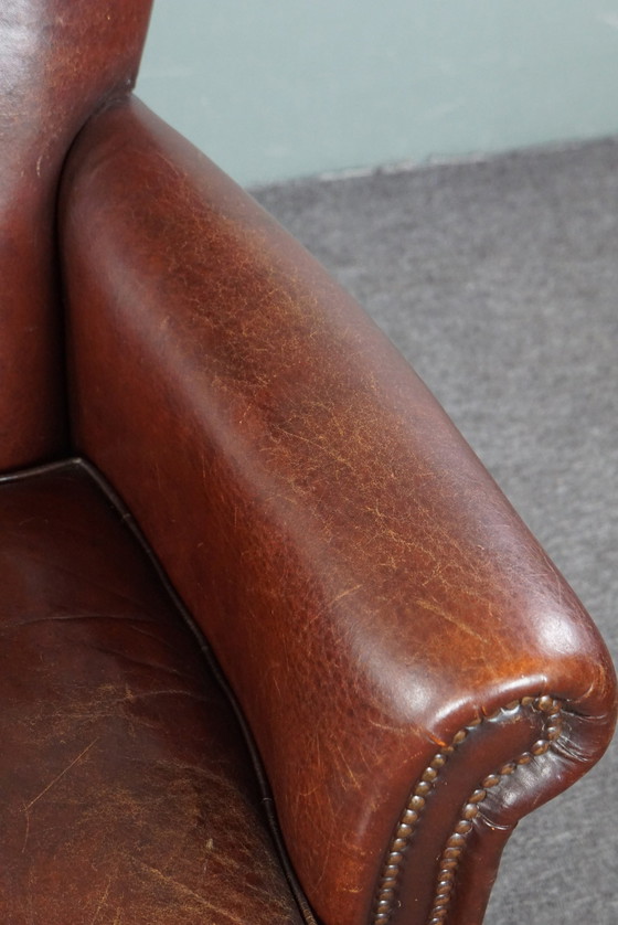 Image 1 of Set of two sheep leather armchairs/armchairs with high backs