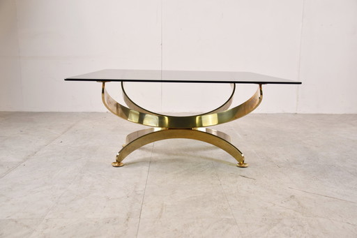 Mid Century Brass and smoked glass italian coffee table