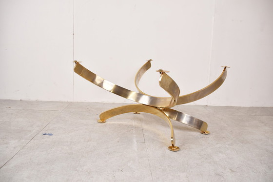 Image 1 of Mid Century Brass and smoked glass italian coffee table