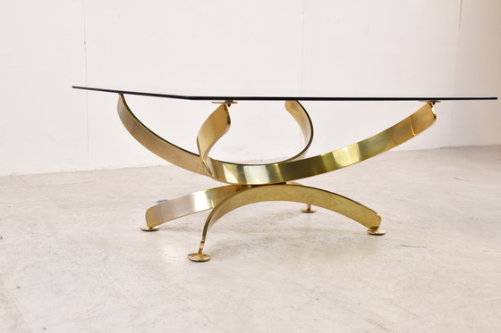 Image 1 of Mid Century Brass and smoked glass italian coffee table