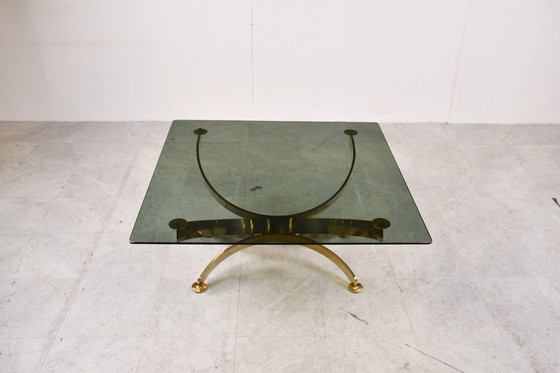 Image 1 of Mid Century Brass and smoked glass italian coffee table