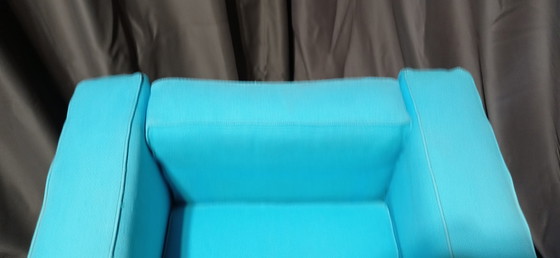 Image 1 of ALIVAR MVSEUM 2 set of 2 Celeste (Turquoise)  Ribbed Cotton LC 2 Armchairs by Le Corbusier, P. Jeanneret, C. Perriand from 1989