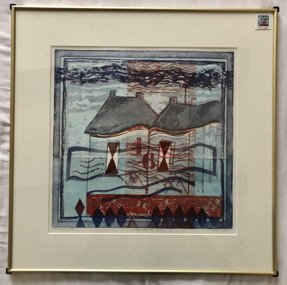 Image 1 of Margo Ellen - Casas sobre el agua - grabado a color - firmado