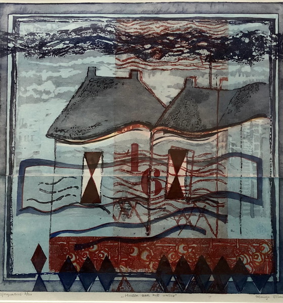 Image 1 of Margo Ellen - Casas sobre el agua - grabado a color - firmado