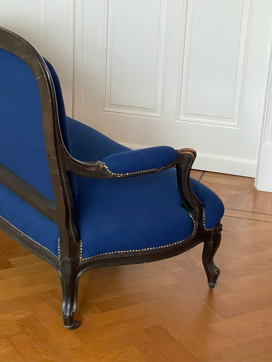 Image 1 of Antique sofa, royal blue upholstered