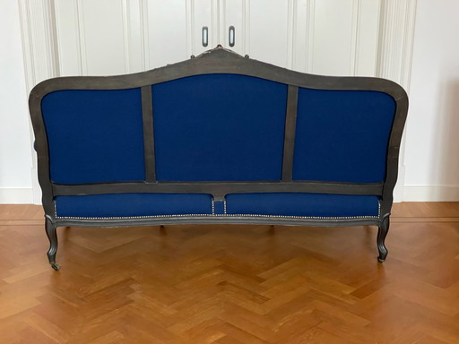 Antique sofa, royal blue upholstered