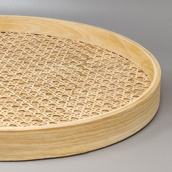 Image 1 of Mid Century Round Tray in Viennese Straw