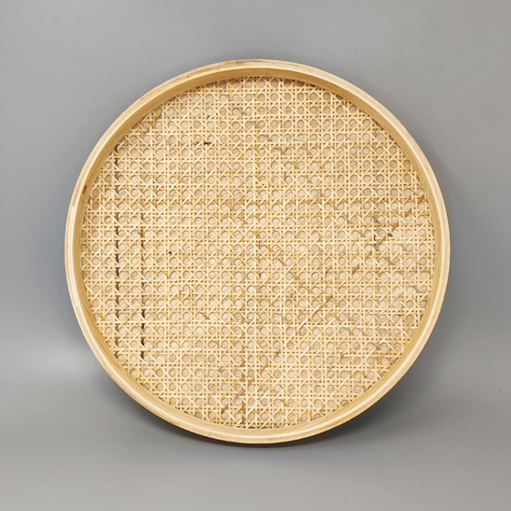 Image 1 of Mid Century Round Tray in Viennese Straw