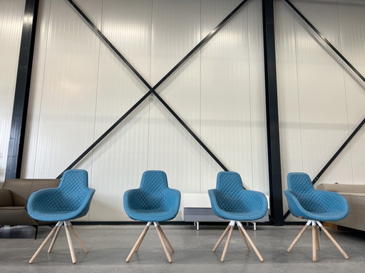 4 chaises de salle à manger Molinari Ginger en cuir bleu