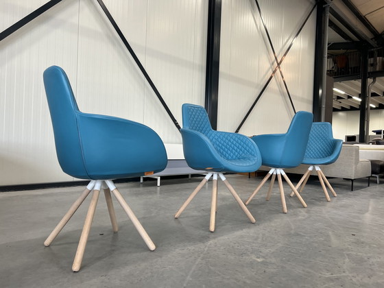 Image 1 of 4 chaises de salle à manger Molinari Ginger en cuir bleu