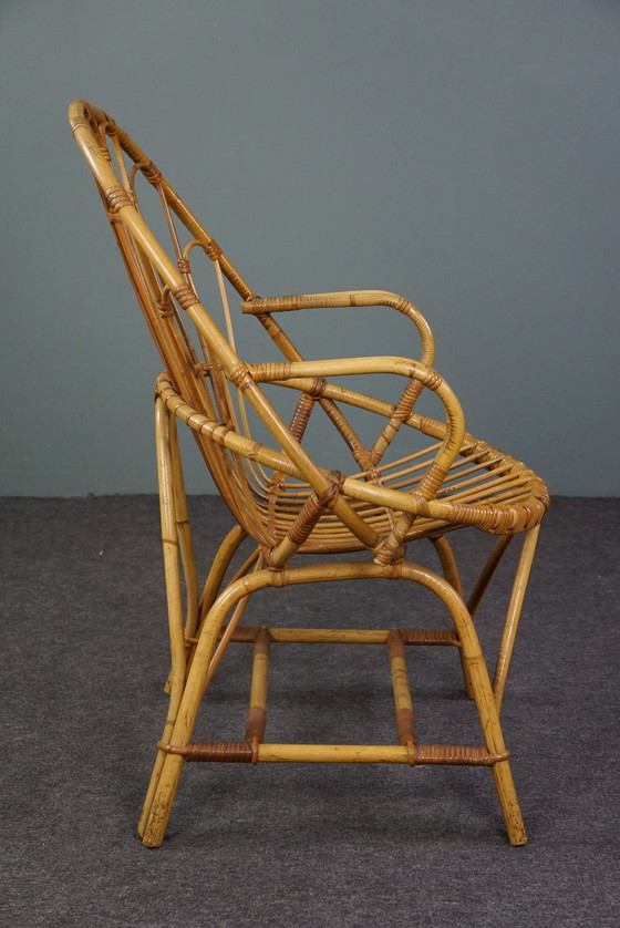 Image 1 of Rattan armchair with armrests, Dutch Design Style, 1950