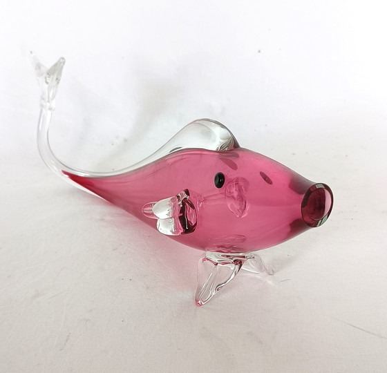 Image 1 of L and M salon glass a pink glass fish