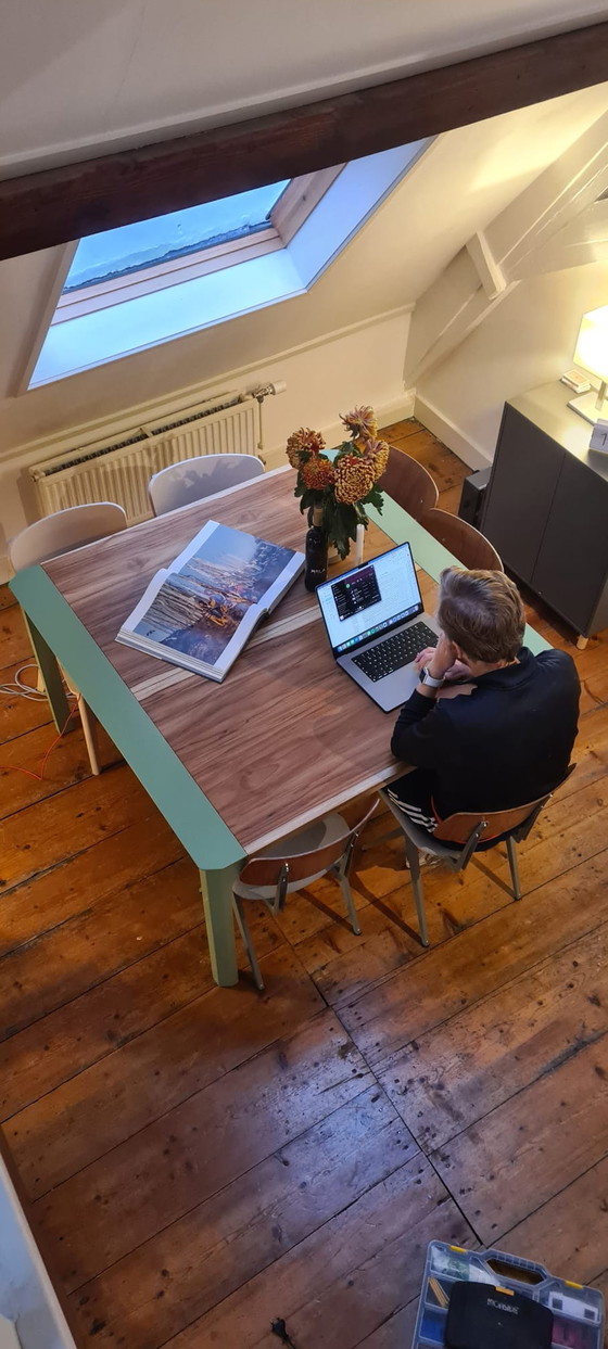 Image 1 of Industrial teak dining table