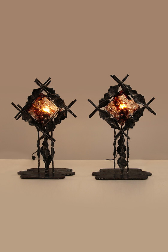 Image 1 of Brutalist Table lamps by Tom Ahlstrom & Hans Ehrlich Sweden 1960