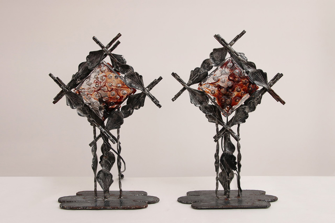Brutalist Table lamps by Tom Ahlstrom & Hans Ehrlich Sweden 1960