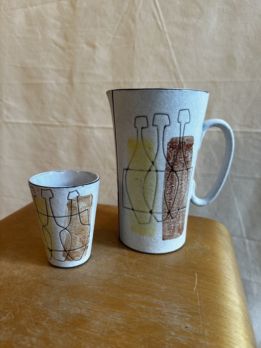 Potterie Werkhooven -Holland vintage jug and cup