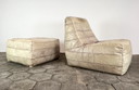 Sturdy leather XL beanbag with ottoman, after 2000