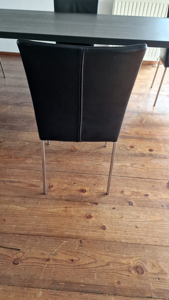 Image 1 of Molinari 6 dining room chairs black leather