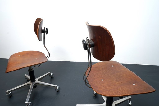 Mid-Century SE 40 Architects Teak Swivel Chairs by Egon Eiermann for Wilde + Spieth, Set of 2