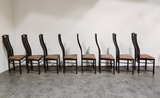 Image 1 of 8 Giorgetti Dining chairs Umberto Asnago 1980s