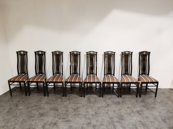 Image 1 of 8 Giorgetti Dining chairs Umberto Asnago 1980s