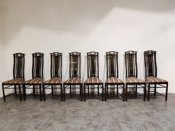 Image 1 of 8 Giorgetti Dining chairs Umberto Asnago 1980s