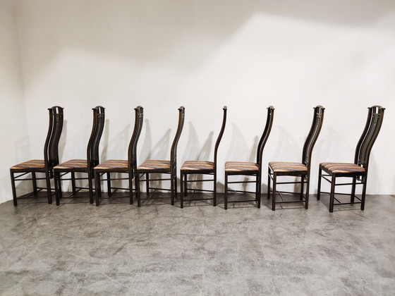 Image 1 of 8 Giorgetti Dining chairs Umberto Asnago 1980s