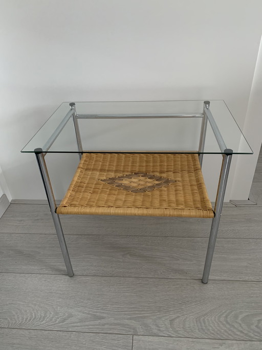 Table d'appoint vintage avec verre