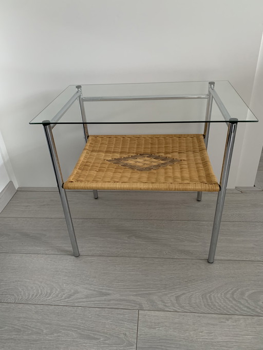 Table d'appoint vintage avec verre