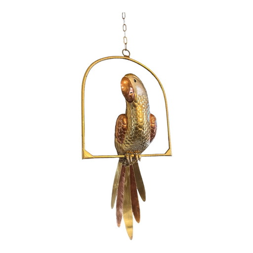 Sergio Bustamante Copper & Brass Parrot on Swing