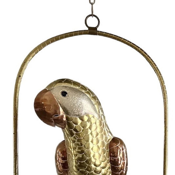 Image 1 of Sergio Bustamante Copper &amp; Brass Parrot en columpio