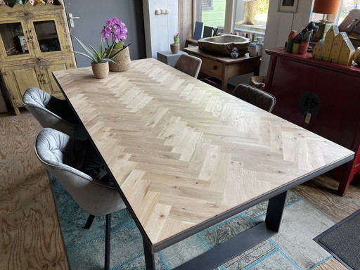 Oak herringbone table