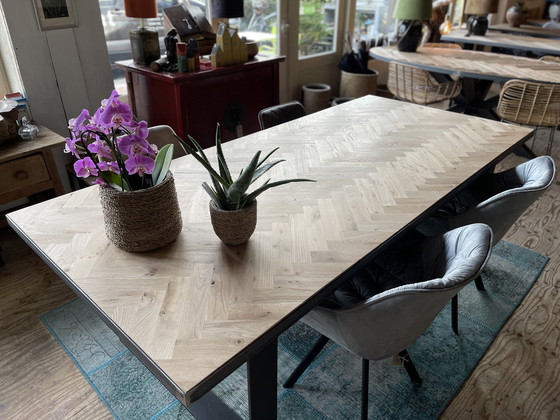 Image 1 of Oak herringbone table