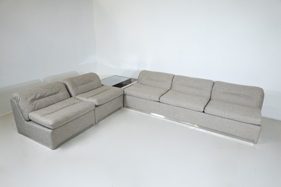 Image 1 of P10 Proposals Modular Sofa by Giovanni Offredi for Saporiti, Italy, 1970s - New Upholstery