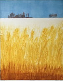 Grabado a color de Margo Ellen 'Campo de trigo'