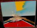 Herman van Tongeren: Olio su tela - "Composizione con piano rosso e giallo" - 1987