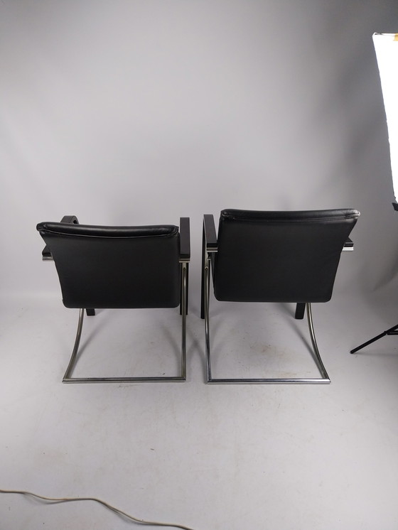 Image 1 of Set of 4 casala black leather diner chairs. By Jan Armgardt 1980s 