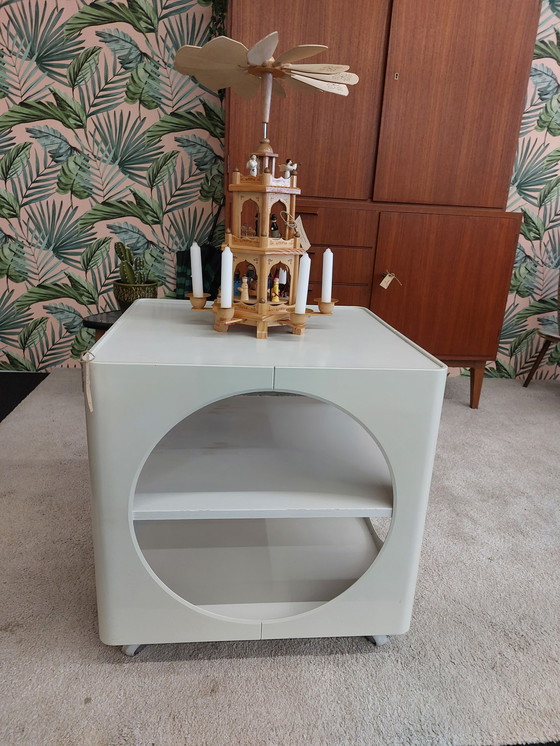 Image 1 of Space age table/cabinet/furniture on wheels white 70s