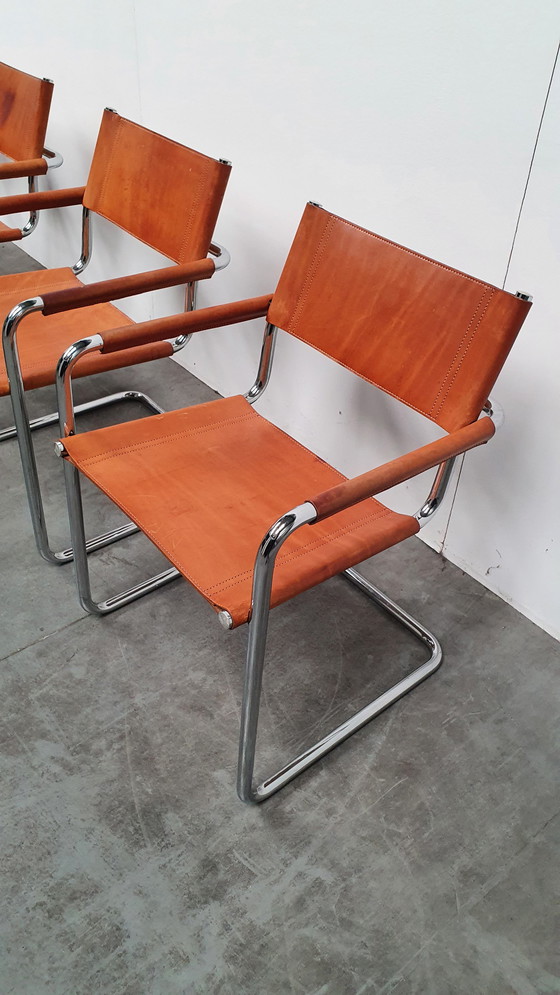 Image 1 of 4x cognac tuigleer Mart Stam Linea Veam vintage 70s 