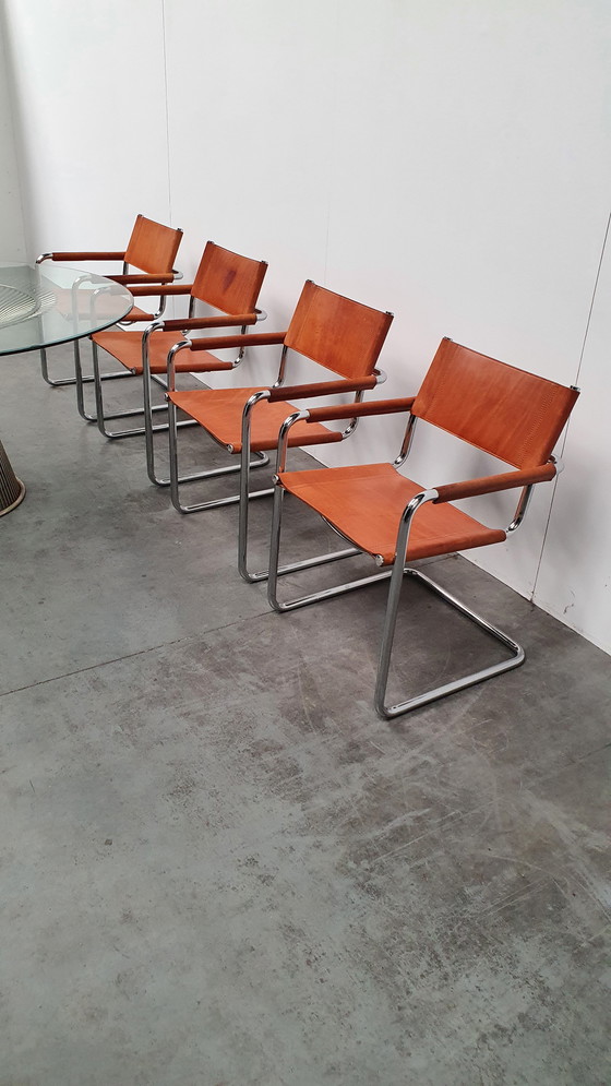 Image 1 of 4x cognac tuigleer Mart Stam Linea Veam vintage 70s 