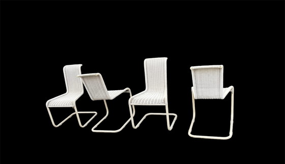 Image 1 of 4x Tecta B33 Wicker Design Tubular Frame Dining Room Chairs  