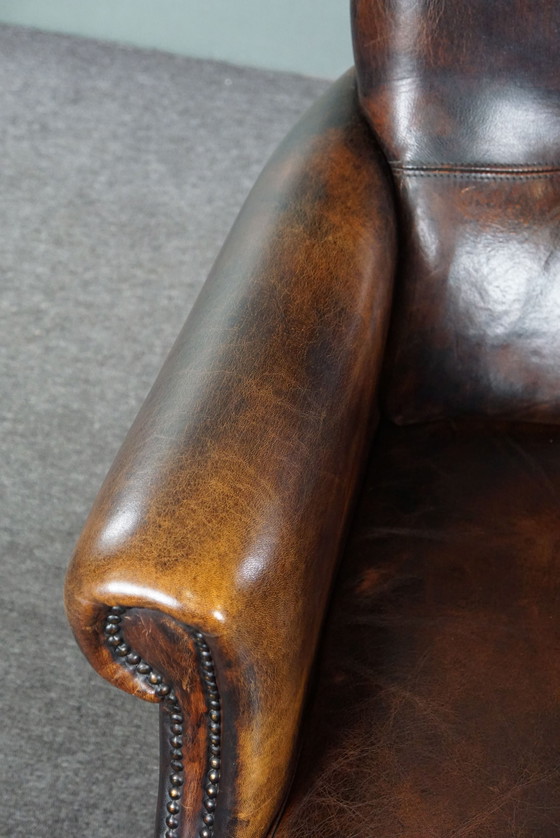 Image 1 of Stately sheep leather armchair, comfortable seat and high back