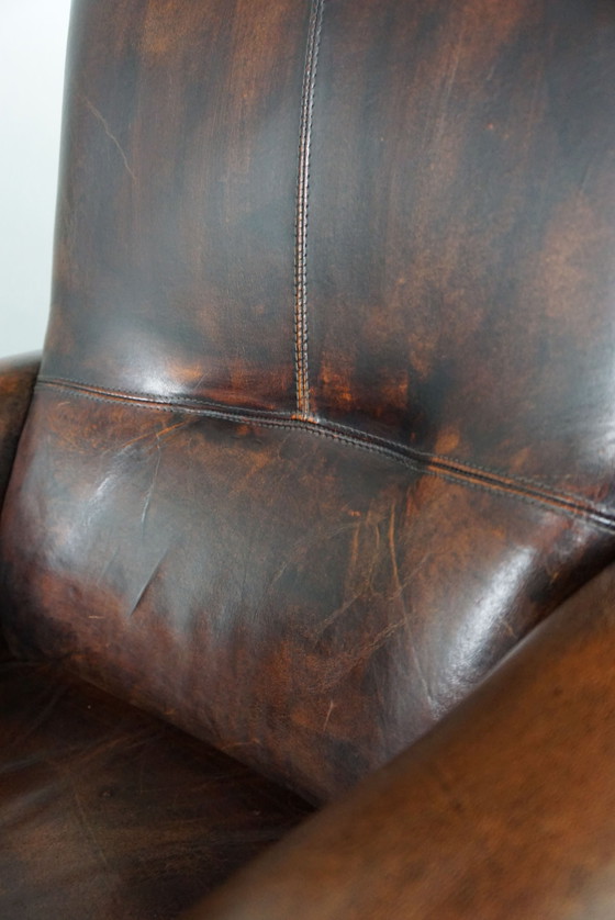 Image 1 of Stately sheep leather armchair, comfortable seat and high back