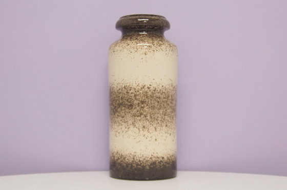 Image 1 of brown & white speckled West Germany vase